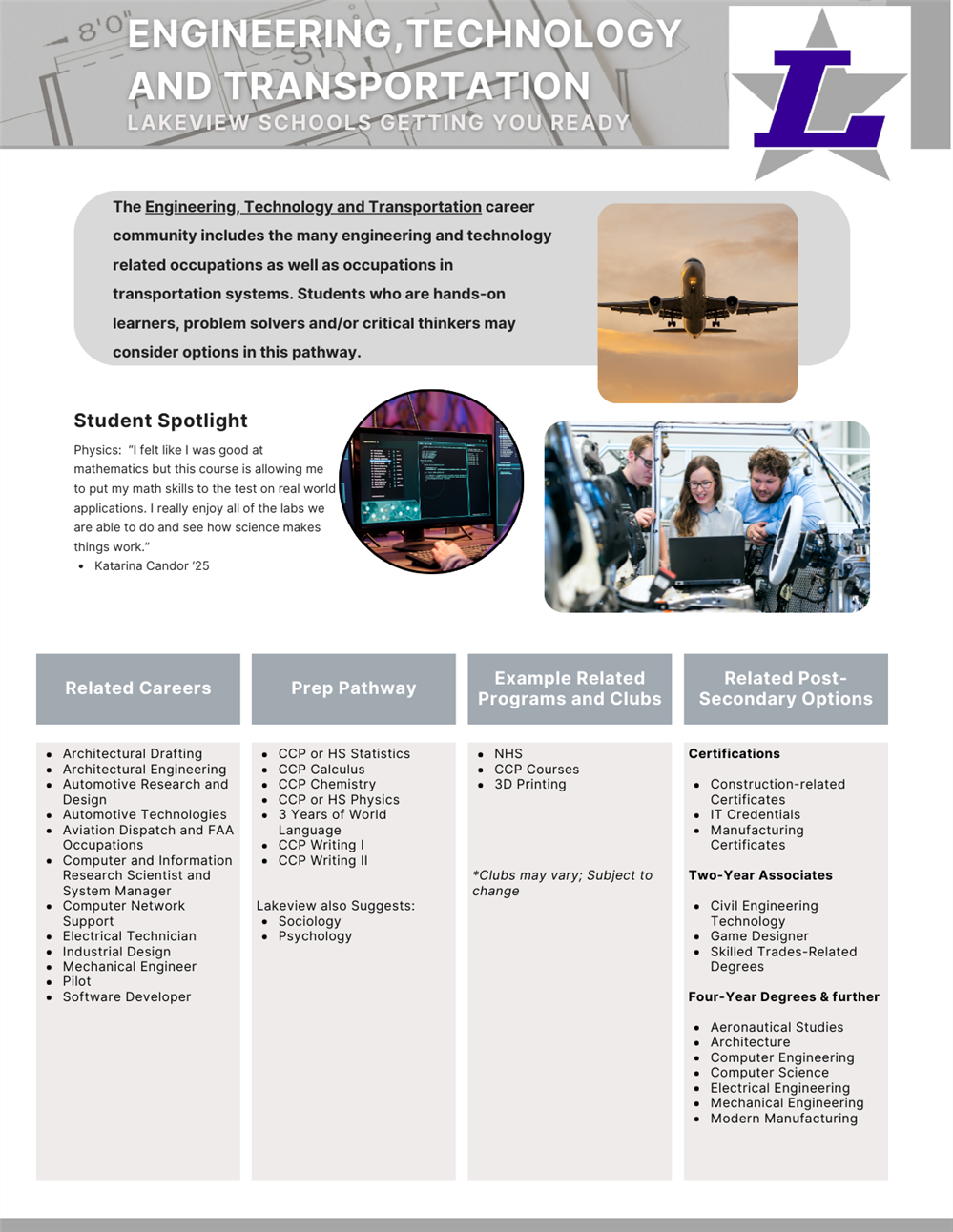 Flyer for Engineering Technology and Transportation Flyer